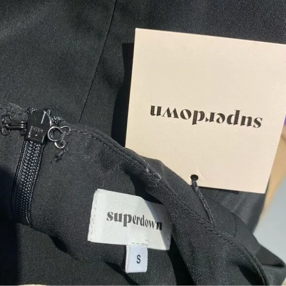 NWT Superdown Dawn Mini Dress Black rhinestone panel cut out Revolve S - Picture 9 of 12